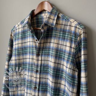 Tessuto di cotone YARN DYED CHECK BRUSHED blue