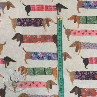 Tessuto decorativo premium Family Dachshund digital print