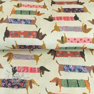 Tessuto decorativo premium Family Dachshund digital print