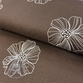 Viscosa con lino EMBROIDERY Flower Maya brown