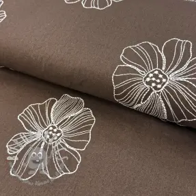 Viscosa con lino EMBROIDERY Flower Maya brown