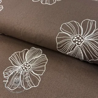 Viscosa con lino EMBROIDERY Flower Maya brown