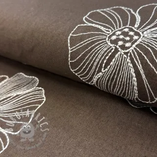 Viscosa con lino EMBROIDERY Flower Maya brown