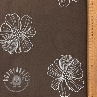 Viscosa con lino EMBROIDERY Flower Maya brown