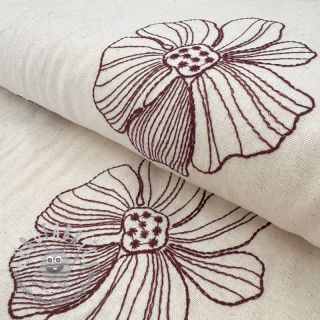 Viscosa con lino EMBROIDERY Flower Maya natural