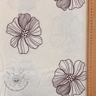Viscosa con lino EMBROIDERY Flower Maya natural