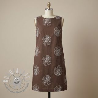 Viscosa con lino EMBROIDERY Flower Maya brown