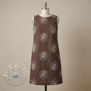 Viscosa con lino EMBROIDERY Flower Maya brown