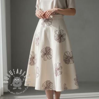 Viscosa con lino EMBROIDERY Flower Maya natural