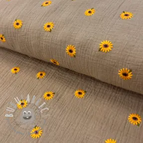 Mussola/Doppia garza EMBROIDERY Sunflowers beige