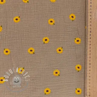 Mussola/Doppia garza EMBROIDERY Sunflowers beige