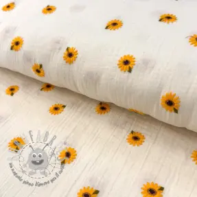 Mussola/Doppia garza EMBROIDERY Sunflowers natural