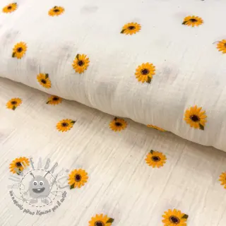 Mussola/Doppia garza EMBROIDERY Sunflowers natural