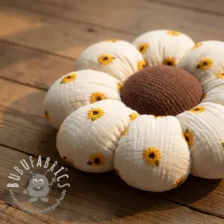 Mussola/Doppia garza EMBROIDERY Sunflowers natural