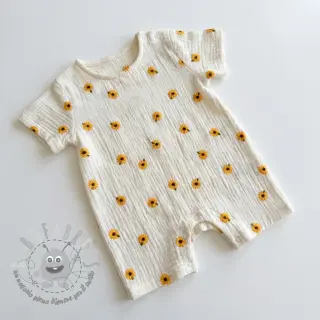 Mussola/Doppia garza EMBROIDERY Sunflowers natural