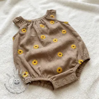 Mussola/Doppia garza EMBROIDERY Sunflowers beige