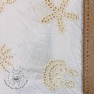 Tessuto di cotone EMBROIDERY Sea ornaments white