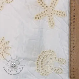 Tessuto di cotone EMBROIDERY Sea ornaments white