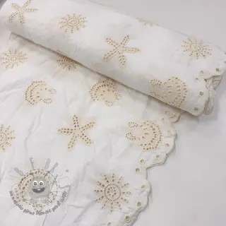 Tessuto di cotone EMBROIDERY Sea ornaments white