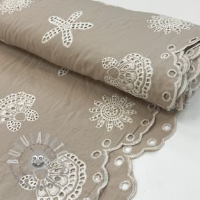 Tessuto di cotone EMBROIDERY Sea ornaments natural