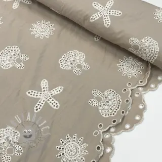 Tessuto di cotone EMBROIDERY Sea ornaments natural