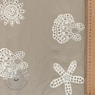 Tessuto di cotone EMBROIDERY Sea ornaments natural