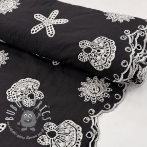 Tessuto di cotone EMBROIDERY Sea ornaments black
