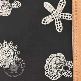 Tessuto di cotone EMBROIDERY Sea ornaments black
