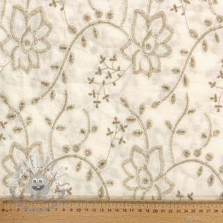 Tessuto di cotone VOILE EMBROIDERY Kiara off white