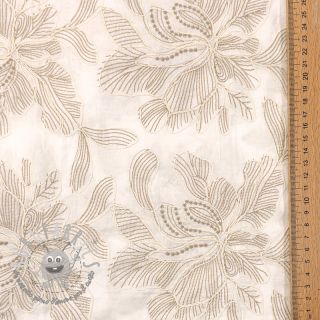 Tessuto di cotone VOILE EMBROIDERY Kim off white