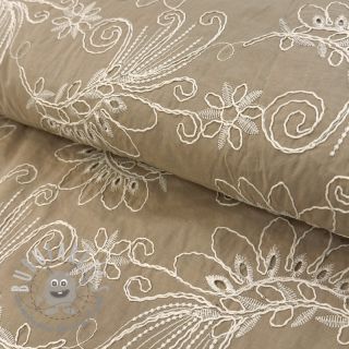 Tessuto di cotone VOILE EMBROIDERY Kokka natural