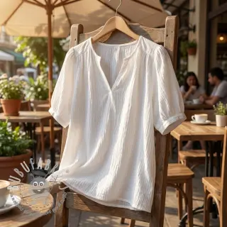 Tessuto di cotone WASHED white