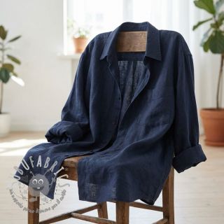 Tessuto di cotone SLUB WASHED navy