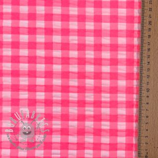 Tessuto di cotone YARN DYED NEON BIG Checks pink