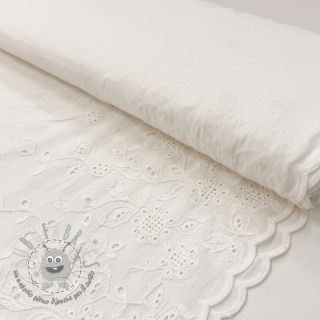 Tessuto di cotone VOILE EMBROIDERY ONE-SIDE BORDER white