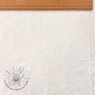 Tessuto di cotone VOILE EMBROIDERY ONE-SIDE BORDER white