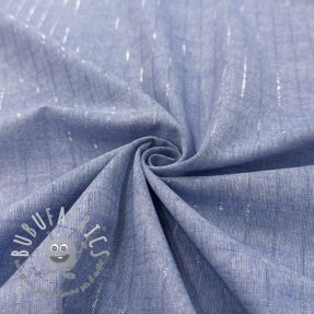 Tessuto di cotone YARN DYED Stripes LUREX blue