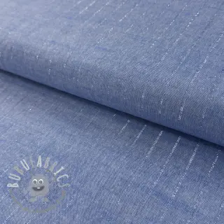 Tessuto di cotone YARN DYED Stripes LUREX blue
