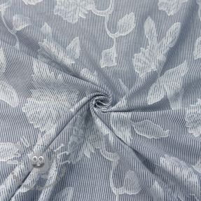 Tessuto di cotone YARN DYED Stripes JACQUARD Flowers navy