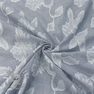Tessuto di cotone YARN DYED Stripes JACQUARD Flowers navy