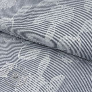 Tessuto di cotone YARN DYED Stripes JACQUARD Flowers navy