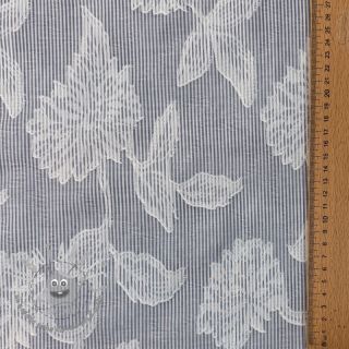 Tessuto di cotone YARN DYED Stripes JACQUARD Flowers navy