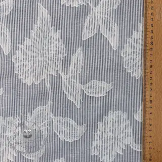 Tessuto di cotone YARN DYED Stripes JACQUARD Flowers navy