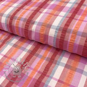 Tessuto di cotone SEERSUCKER YARN DYED Checks pink