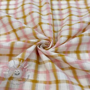 Tessuto di cotone SEERSUCKER YARN DYED Checks ecru
