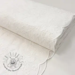 Tessuto di cotone VOILE EMBROIDERY Flowers TWO-SIDED SCALLOP white