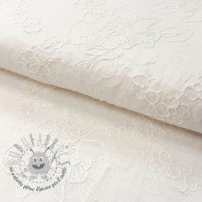 Tessuto di cotone VOILE EMBROIDERY Flowers white