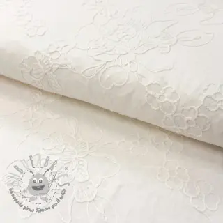 Tessuto di cotone VOILE EMBROIDERY Flowers white