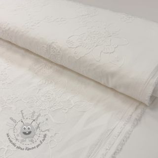 Tessuto di cotone VOILE EMBROIDERY Flowers white