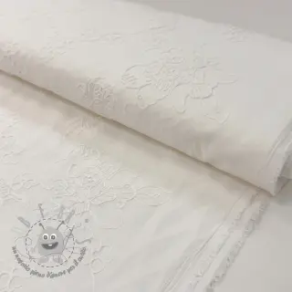 Tessuto di cotone VOILE EMBROIDERY Flowers white
